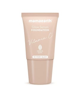 Mamaearth Glow Serum Foundation Mini Tube With Vitamin C And Turmeric For 12-Hour Long Stay- 18 Ml L 12-Hour Long Stay 2X Instant Glow Ivory Glow  - Image 1