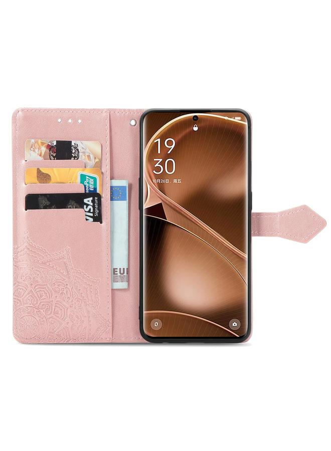 اس-توب جراب هاتف من الجلد المنقوش بنقشة زهرة ماندالا لهاتف OPPO Find X6 Pro - Image 3