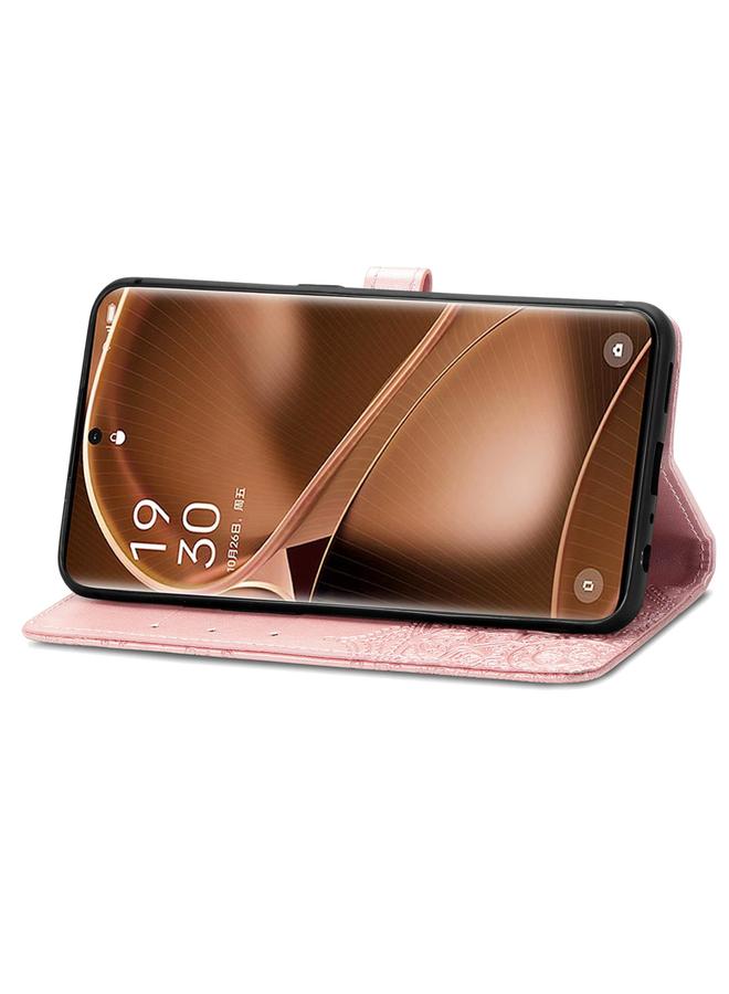 اس-توب جراب هاتف من الجلد المنقوش بنقشة زهرة ماندالا لهاتف OPPO Find X6 Pro - Image 4