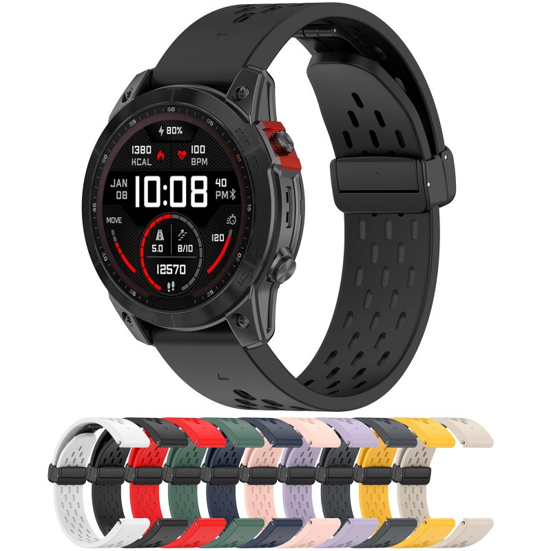 LOKEKE Compatible with Garmin Quatix 7 Pro – 22mm Silicone Quick Fit Replacement Strap for Garmin Fenix 7/Epix Pro 47mm - Image 1