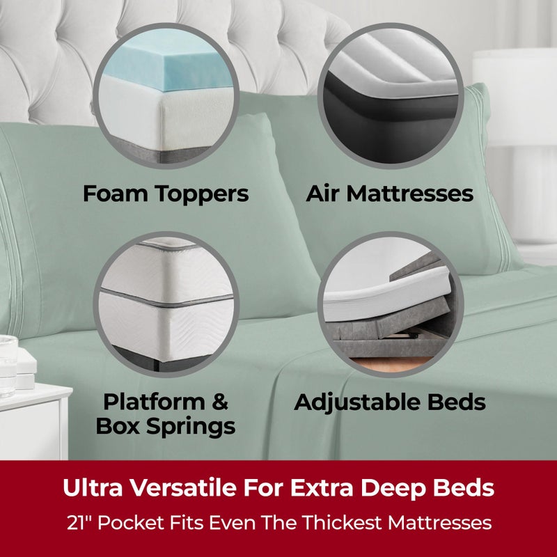 Mellanni Extra Deep Full Sheets - 4 PC Iconic Collection Bedding - Hotel Luxury, Ultra Soft, Cooling Bed Sheets - Wrinkle, Fade, Stain Resistant (Full, Emerald Green) - Image 2