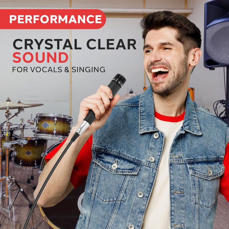 PylePro Dynamic Handheld Microphone, Professional Moving Coil Mic with Built-in Pop Filter, Wide Frequency Response, High Signal Output, Rugged Design, Low Noise Circuitry, 15' ft. XLR Cable Included - Image 3