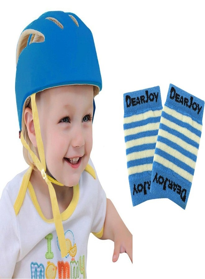 DearJoy Baby Head Protector Helmet with Adjustable Safety Chin Harness - Prevents Bumps & Falls | Baby Safety Helmet (6 to 60 Months) | Combo with Kneepads (Blue) - Image 1