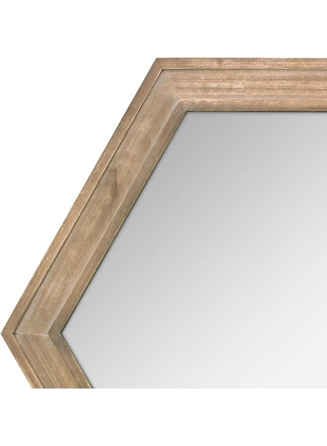 Stonebriar Decorative 24 Hexagon Hanging Wall Mirror with Natural Wood Frame and Attached Hanging Bracket Rustic Farmhouse Decor for the Living Room Bathroom Bedroom and Entryway Brown - Image 2