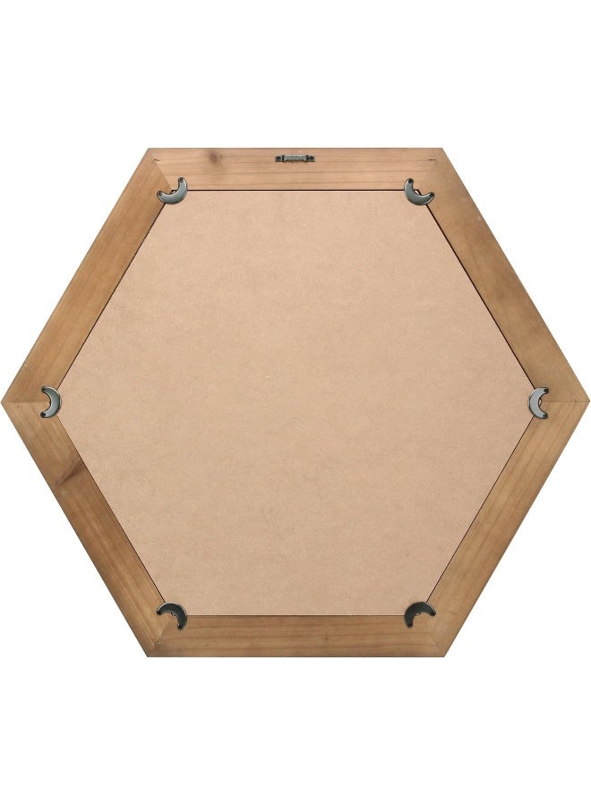 Stonebriar Decorative 24 Hexagon Hanging Wall Mirror with Natural Wood Frame and Attached Hanging Bracket Rustic Farmhouse Decor for the Living Room Bathroom Bedroom and Entryway Brown - Image 5