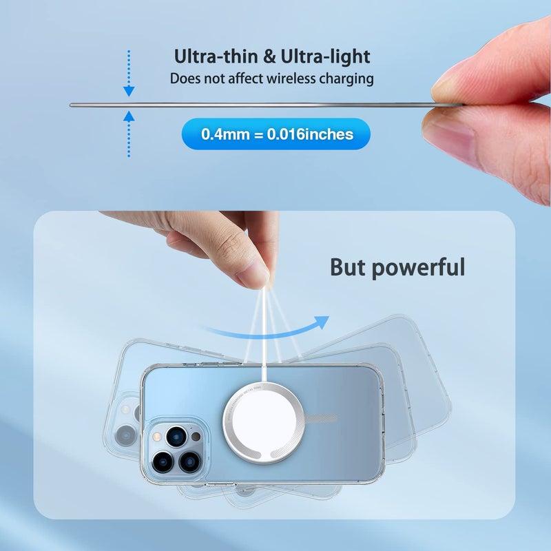 volport 4PCS Adhesive Metal Ring Stickers for MagSafe, Thin Converter for Upgrade iPhone 12 13 14 Pro Max Mini Series Ordinary Phone Case Cover Adapter for Mag Safe Magnetic Wireless Charger Grip Mount Wallet - Image 5