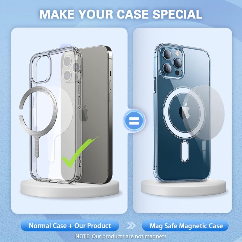 volport 4PCS Adhesive Metal Ring Stickers for MagSafe, Thin Converter for Upgrade iPhone 12 13 14 Pro Max Mini Series Ordinary Phone Case Cover Adapter for Mag Safe Magnetic Wireless Charger Grip Mount Wallet - Image 3
