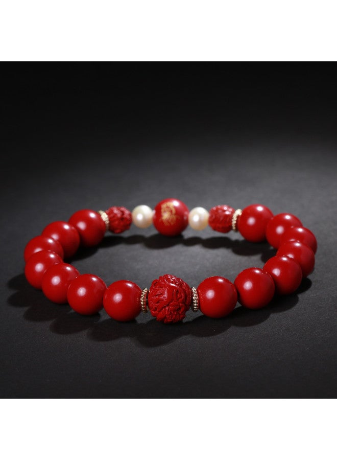 Goddess Renewal】cinnabar Bracelet With Pixiu And Lucky Beads, Unisex Couple's Gift For Girlfriend Or Lover, Auspicious Present - Image 2