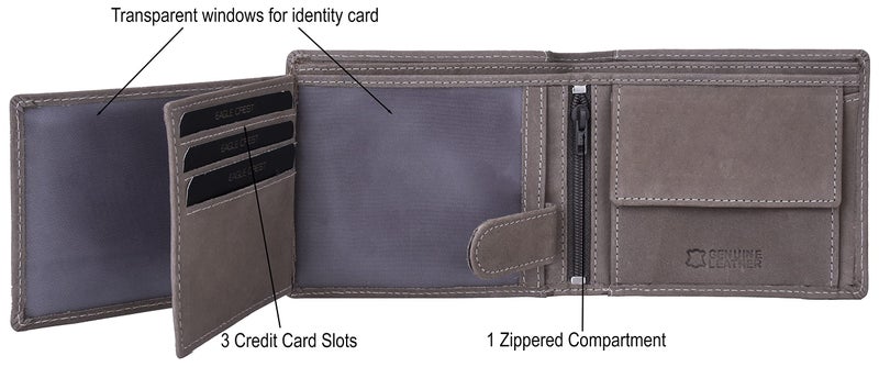Eagle Crest Nova Vintage Grey Leather Wallet for Men - Image 4