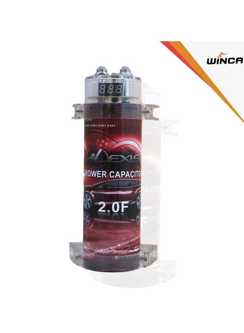 WINCA Car Audio Capacitor Fit for Systems Up to 2000W, 2 Farad Aluminum Alloy + ABS Car Audio Electric Power Capacitor 10‑16V DC - Image 2