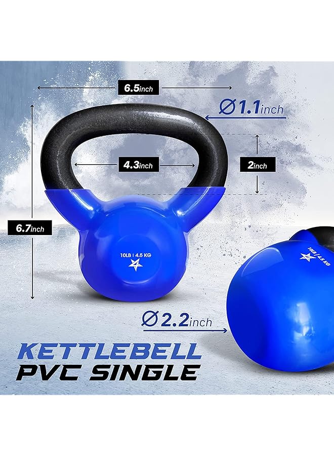 Yes4All Vinyl Coated Kettlebell Weights Set – Great For Full Body Workout And Strength Training – Vinyl Kettlebell 10 Lbs - Image 2