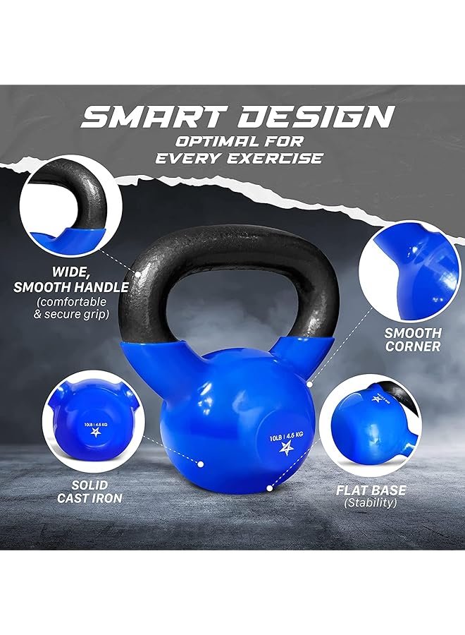 Yes4All Vinyl Coated Kettlebell Weights Set – Great For Full Body Workout And Strength Training – Vinyl Kettlebell 10 Lbs - Image 3