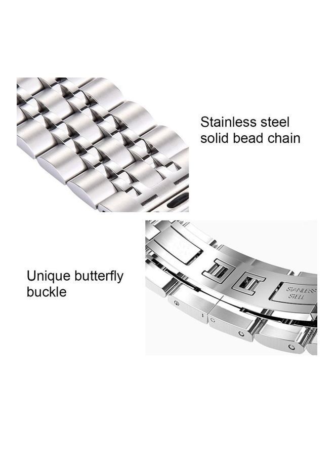 NIBEMINENT Hidden Butterfly Buckle 7 Beads Stainless Steel Watchband For Apple Watch 42mm Black - Image 5