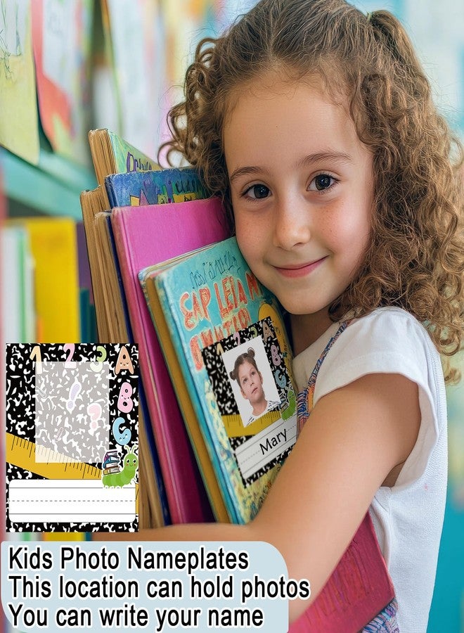Fuyoooo 42pcs Desk Name Tags Kids Photo Nameplates for Desk Student Name Plates for Classroom Kindergarten Labels Stickers with Photo Self Adhesive Colorful Classroom Decoration(Composition Book) - Image 3