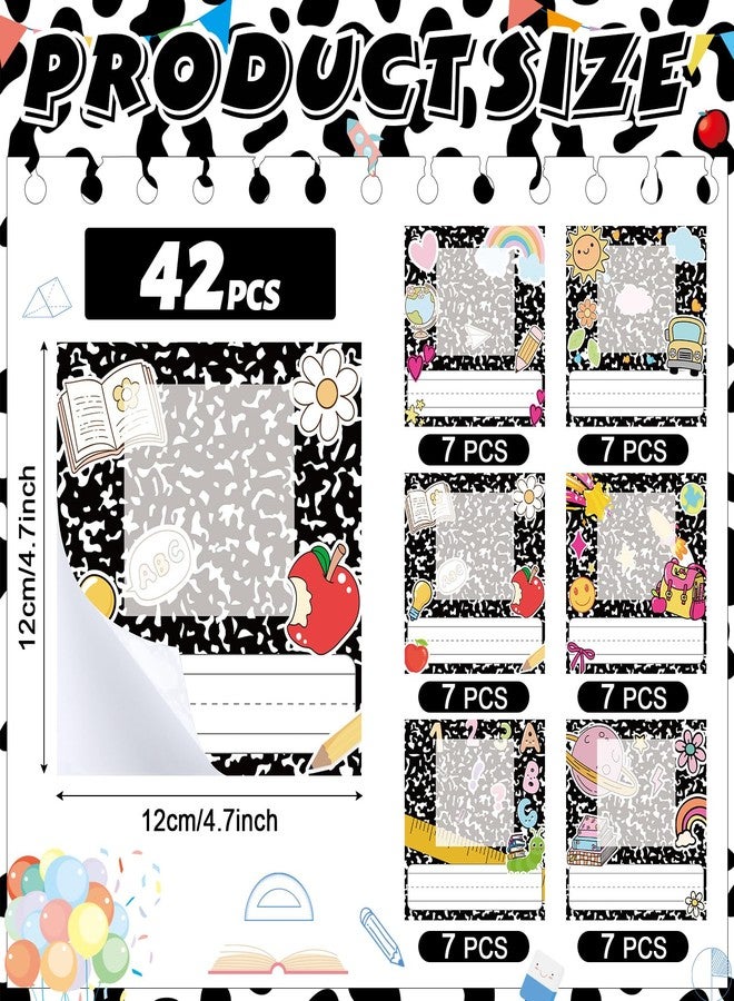 Fuyoooo 42pcs Desk Name Tags Kids Photo Nameplates for Desk Student Name Plates for Classroom Kindergarten Labels Stickers with Photo Self Adhesive Colorful Classroom Decoration(Composition Book) - Image 2