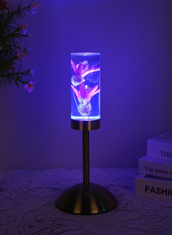Preserved Lily Flower Acrylic LED Table Lamp - 3-Color Dimming + Touch Switch + USB Charging (Cool White & Warm Light & Natural Light) - Image 2