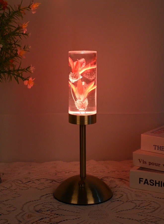 Preserved Lily Flower Acrylic LED Table Lamp - 3-Color Dimming + Touch Switch + USB Charging (Cool White & Warm Light & Natural Light) - Image 3