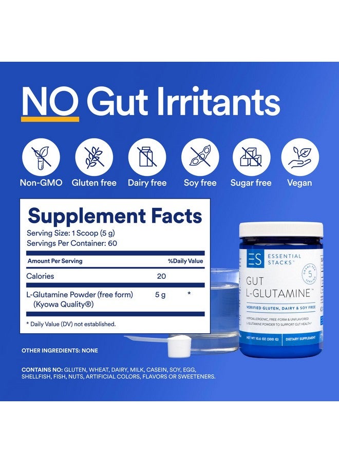Essential Stacks Gut L-Glutamine Powder - Made in USA - Pure L Glutamine Powder for Gut Health - Dairy, Soy & Gluten Free, Non-GMO, Vegan Glutamine Supplement - Image 4