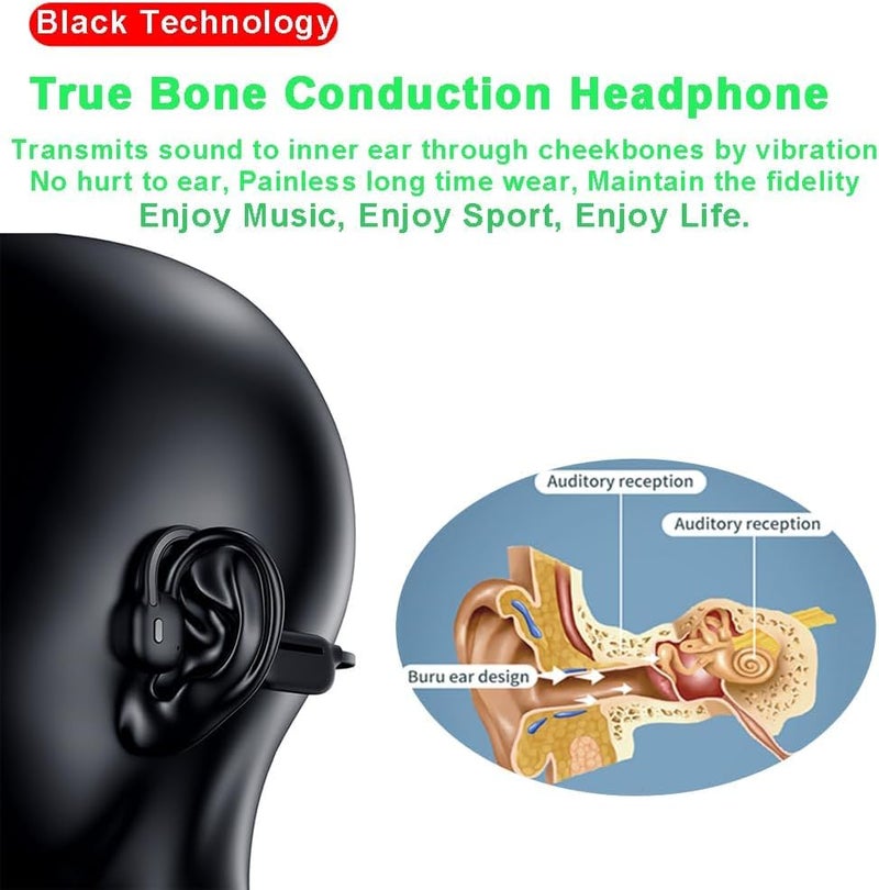 IHAO سماعات IHAO للسباحة، سماعات رأس بتوصيل عظمي حقيقي، سماعات مفتوحة الأذن، مشغل MP3، ذاكرة مدمجة 32 جيجابايت، مقاومة للماء تحت الماء IP68، سماعات بلوتوث ستيريو للقيادة وركوب الدراجات والجري والتزلج - أسود - Image 5