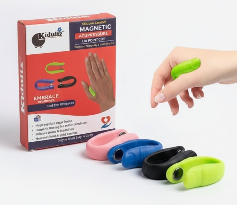 Kidultz (Pack of 1) Magnetic Acupressure Point Clip – Hand Stress Relief & Diabetes Management - Wearable Thumb Massager for Blood Sugar Control(Assorted Colour) - Image 2