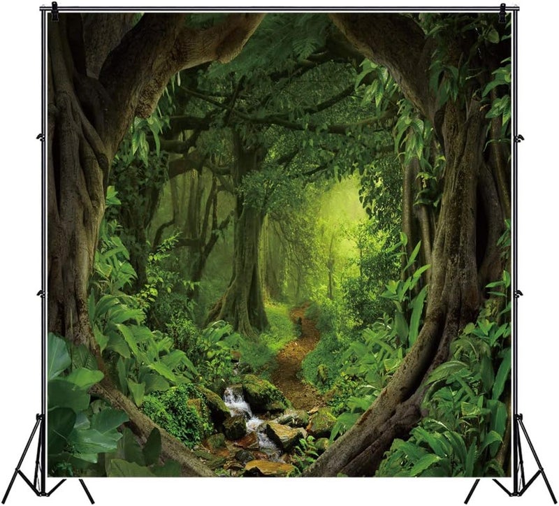 Laeacco 10x10ft Fairytale Forest Backdrop Green Trees Tropical Rainforest Natural Scenery Photography Background Creek Deep Woods Wonderland Newborn Baby Shower Children Kids Adults Portrait Photo - Image 3
