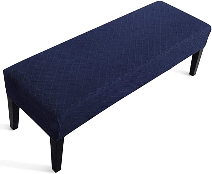 Street27® High Stretch Jacquard Dining Bench Cover Elastic Chair Covers - Anti-Dust Removable Bench Slipcover Washable Bench Seat Protector Cushion Cover for Living Room, Bedroom, (Navy Blue) - Image 1
