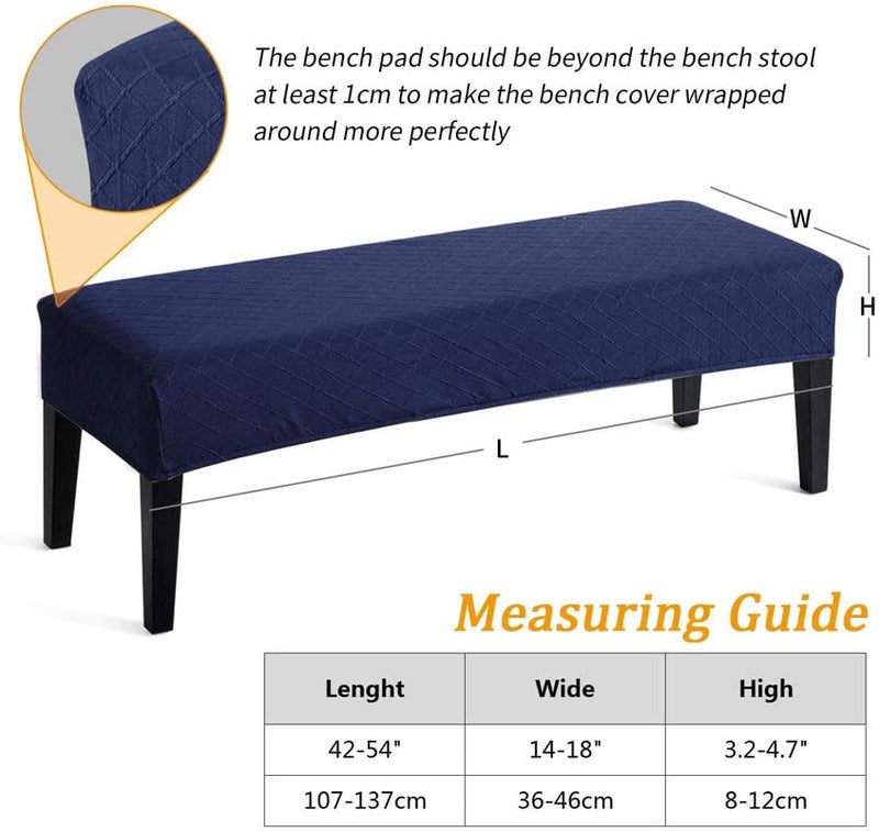 Street27® High Stretch Jacquard Dining Bench Cover Elastic Chair Covers - Anti-Dust Removable Bench Slipcover Washable Bench Seat Protector Cushion Cover for Living Room, Bedroom, (Navy Blue) - Image 4