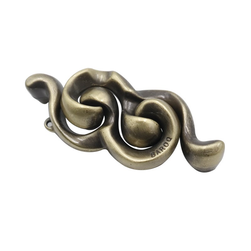 [Mini Size] Zinc Alloy Intelligence Unlocking Nine Linked Rings Edc Stress Relief Toy Luban Lock Puzzle - Image 5