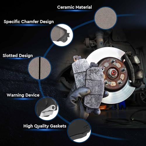 ILONPA مجموعة وسادات الفرامل الأمامية السيراميكية ILONPA لسيارات هايلاندر 2008-2019، سيينا 2011-2020، لسيارات لكزس NX200t NX300 NX300h RX350 RX350L RX450h RX450hL، 4 قطع (مع الأجهزة) - Image 5