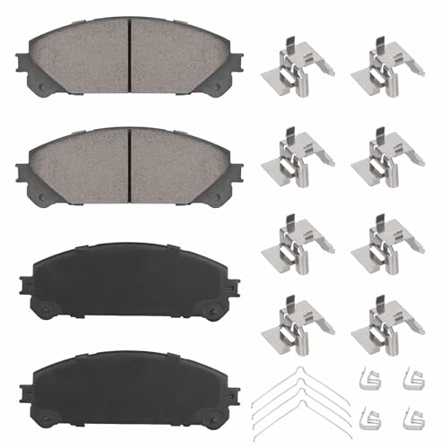 ILONPA مجموعة وسادات الفرامل الأمامية السيراميكية ILONPA لسيارات هايلاندر 2008-2019، سيينا 2011-2020، لسيارات لكزس NX200t NX300 NX300h RX350 RX350L RX450h RX450hL، 4 قطع (مع الأجهزة) - Image 1