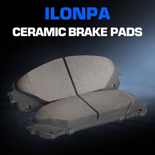 ILONPA مجموعة وسادات الفرامل الأمامية السيراميكية ILONPA لسيارات هايلاندر 2008-2019، سيينا 2011-2020، لسيارات لكزس NX200t NX300 NX300h RX350 RX350L RX450h RX450hL، 4 قطع (مع الأجهزة) - Image 2