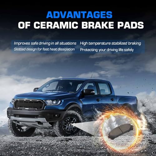 ILONPA مجموعة وسادات الفرامل الأمامية السيراميكية ILONPA لسيارات هايلاندر 2008-2019، سيينا 2011-2020، لسيارات لكزس NX200t NX300 NX300h RX350 RX350L RX450h RX450hL، 4 قطع (مع الأجهزة) - Image 4