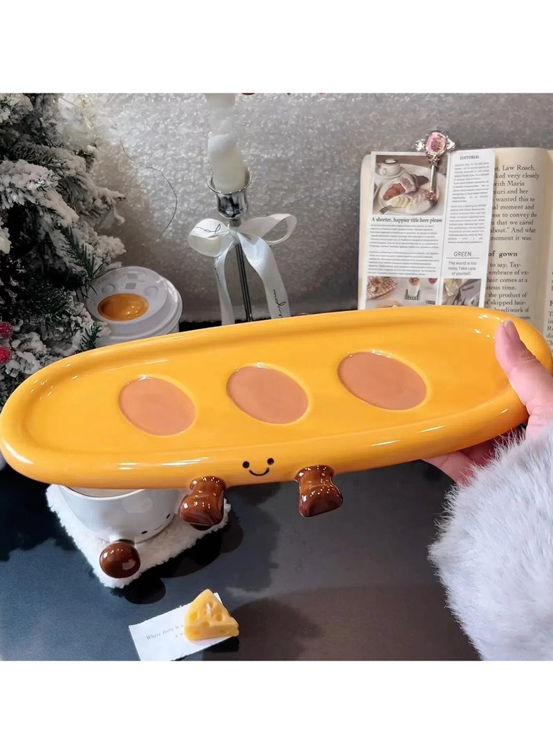 Cute breakfast ceramic plate toast children's dessert bread and meal plate to enhance the sense of dining ritual - Image 1
