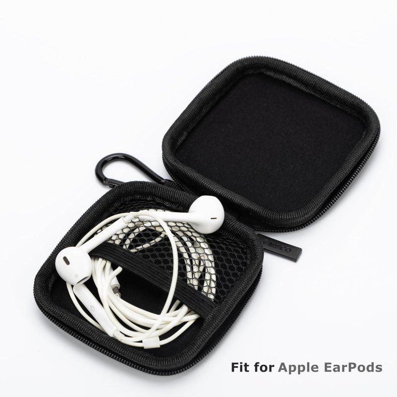 Ginsco Mini-Portable Hard Shell Square Earbuds Case for Apple EarPods/Samsung Galaxy Wired/Wireless Earbuds, Cell Phone Accessories Organizer with Carabiner for Earphones Tech Pouch - Image 2