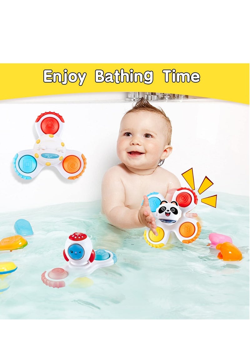 Excefore Baby Suction Cup Rotating Toy Sensory Toy Early Education Toy Bathtub Toy Dining Chair Toy Boy Baby Girl Birthday Gift 3 Pieces  - Image 2