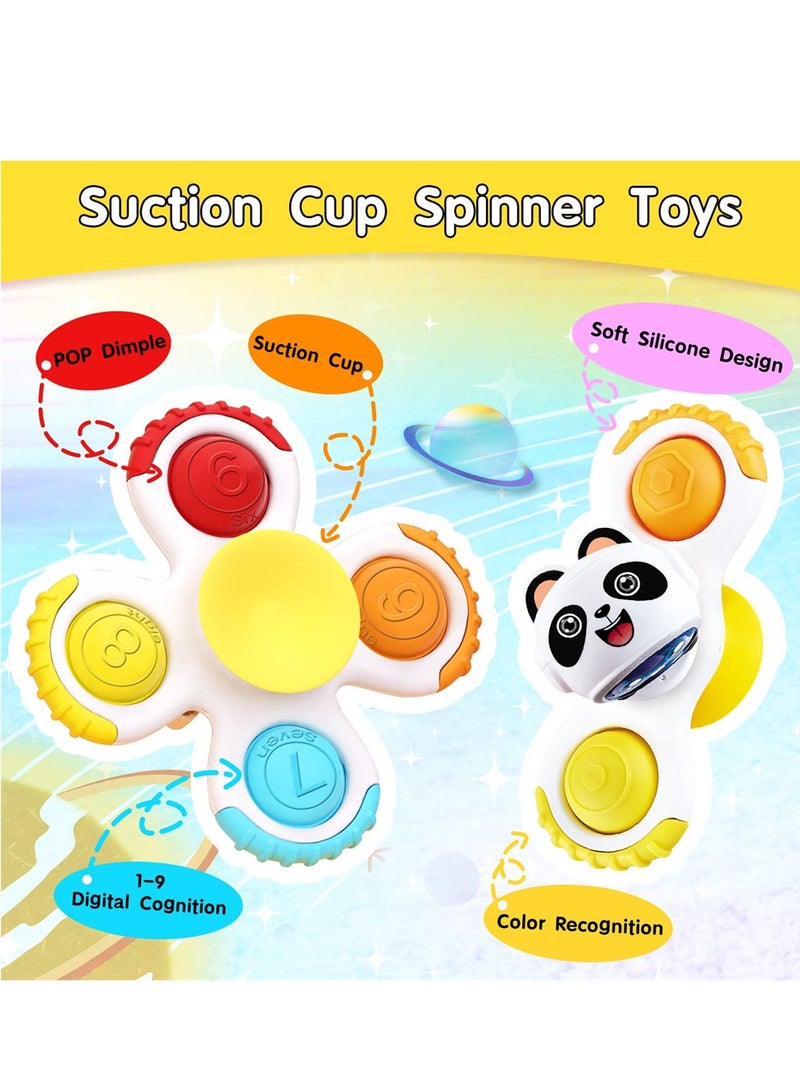 Excefore Baby Suction Cup Rotating Toy Sensory Toy Early Education Toy Bathtub Toy Dining Chair Toy Boy Baby Girl Birthday Gift 3 Pieces  - Image 4