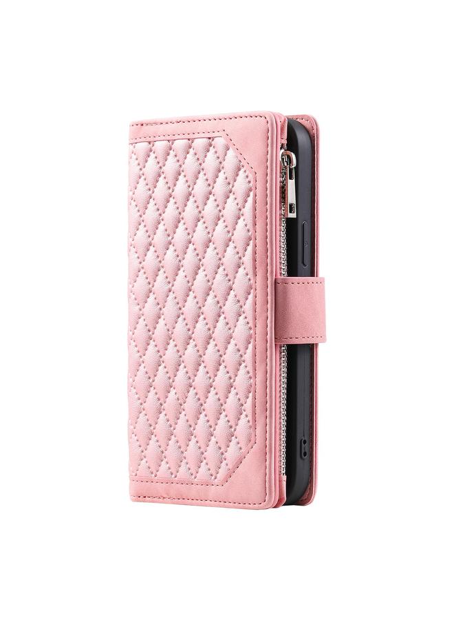 S-TOP Case For Redmi Note 14 4G EU 164.84mm Grid Texture Zipper Leather Phone Case with Lanyard - Image 2