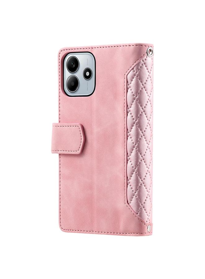 S-TOP Case For Redmi Note 14 4G EU 164.84mm Grid Texture Zipper Leather Phone Case with Lanyard - Image 3
