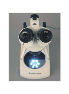 AmScope SE305R-PZ-LED Forward-Mounted Binocular Stereo Microscope, WF10x and WF20x Eyepieces, 10X/20X/30X/60X Magnification, 1X and 3X Objectives, Upper and Lower LED Lighting, Reversible Black/White  - Image 1