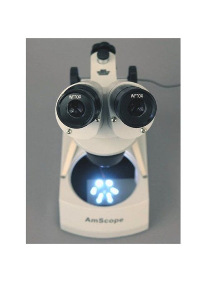 AmScope - SE305R-PZ-LED Forward-Mounted Binocular Stereo Microscope, WF10x and WF20x Eyepieces, 10X/20X/30X/60X Magnification, 1X and 3X Objectives, Upper and Lower LED Lighting, Reversible Black/White - Image 1