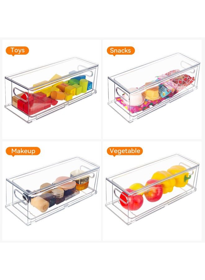 Abiudeng Refrigerator Organizer Bins with Pull-out Drawer，Plastic Kitchen Pantry Cabinet, BPA-free Drawable Clear Storage Cases,Organizer for Freezer, Cabinet, Kitchen, Pantry Organization-2 Pack - Image 4