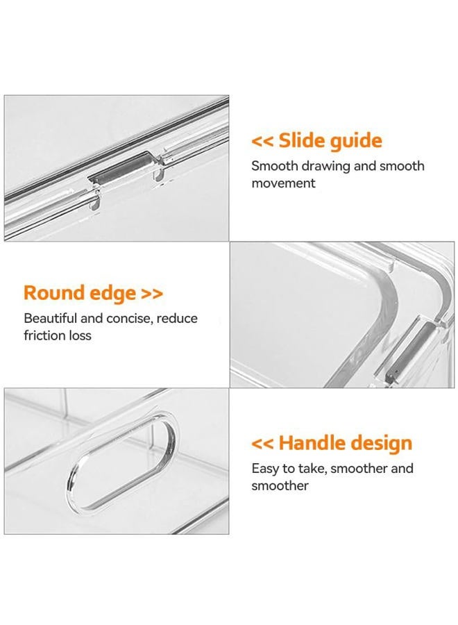 Abiudeng Refrigerator Organizer Bins with Pull-out Drawer，Plastic Kitchen Pantry Cabinet, BPA-free Drawable Clear Storage Cases,Organizer for Freezer, Cabinet, Kitchen, Pantry Organization-2 Pack - Image 3