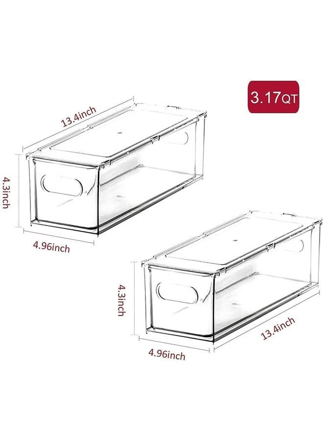 Abiudeng Refrigerator Organizer Bins with Pull-out Drawer，Plastic Kitchen Pantry Cabinet, BPA-free Drawable Clear Storage Cases,Organizer for Freezer, Cabinet, Kitchen, Pantry Organization-2 Pack - Image 2