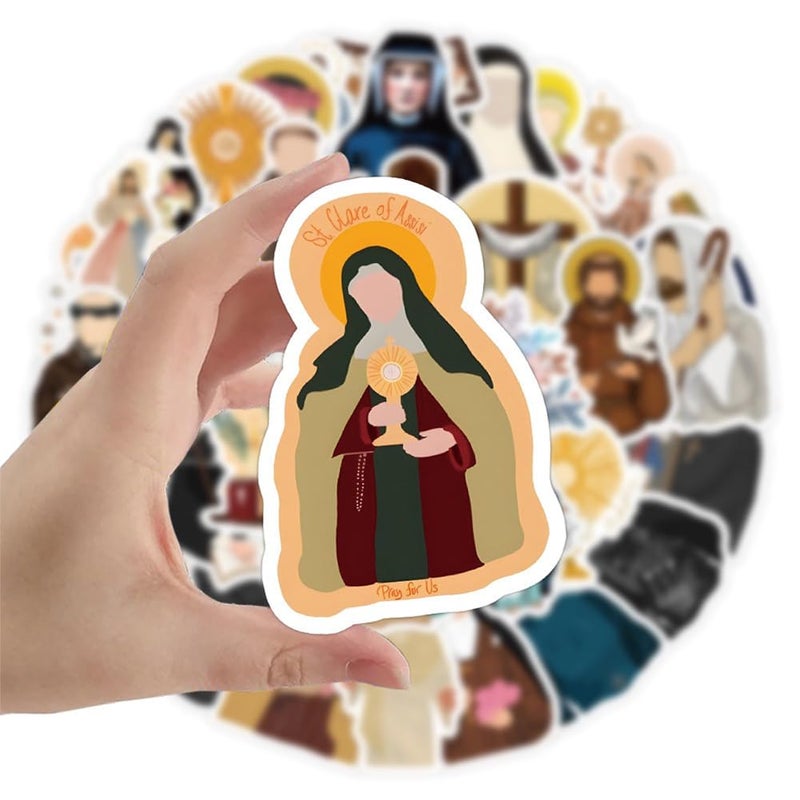 FUNWING Christian Clergy Stickers |50 Pcs Priest Friars Nuns Waterproof Vinyl Decals for Water Bottles Laptop Luggage Mobile Phone Skateboard DÃ©cor - Image 3