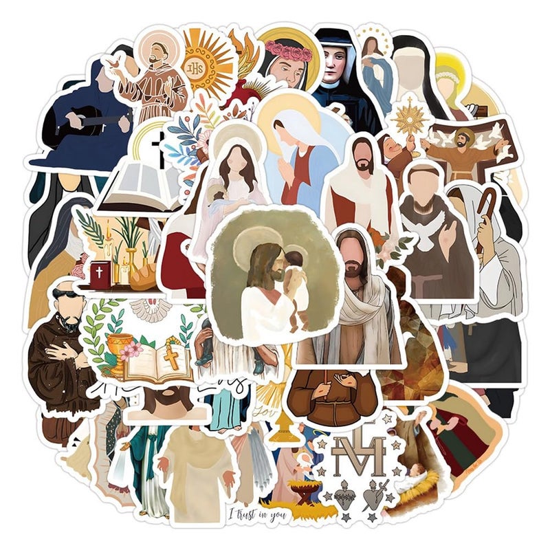 FUNWING Christian Clergy Stickers |50 Pcs Priest Friars Nuns Waterproof Vinyl Decals for Water Bottles Laptop Luggage Mobile Phone Skateboard DÃ©cor - Image 2