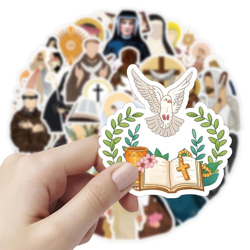 FUNWING Christian Clergy Stickers |50 Pcs Priest Friars Nuns Waterproof Vinyl Decals for Water Bottles Laptop Luggage Mobile Phone Skateboard DÃ©cor - Image 4