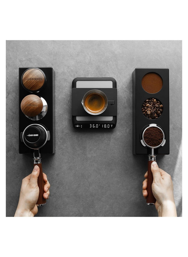 SYOSI Tamper Station Black Coffee Portafilter Holder, Plastic Espresso Tamper Mat Stand Coffee Portafilter Holder Station for 51/54/58mm Portafilters Tampers Distributors - Image 4
