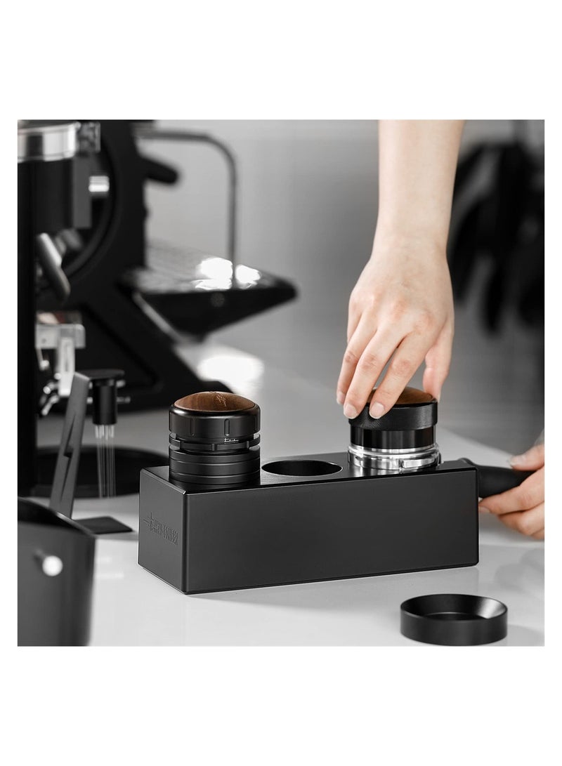 SYOSI Tamper Station Black Coffee Portafilter Holder, Plastic Espresso Tamper Mat Stand Coffee Portafilter Holder Station for 51/54/58mm Portafilters Tampers Distributors - Image 2