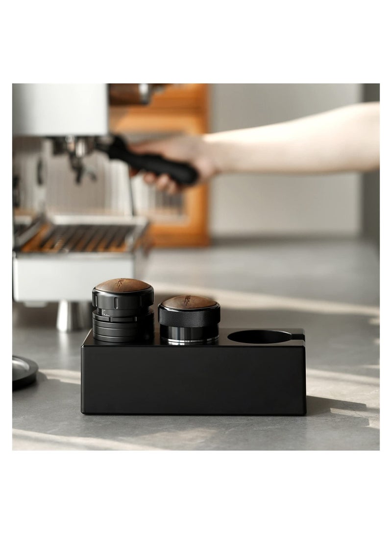 SYOSI Tamper Station Black Coffee Portafilter Holder, Plastic Espresso Tamper Mat Stand Coffee Portafilter Holder Station for 51/54/58mm Portafilters Tampers Distributors - Image 3