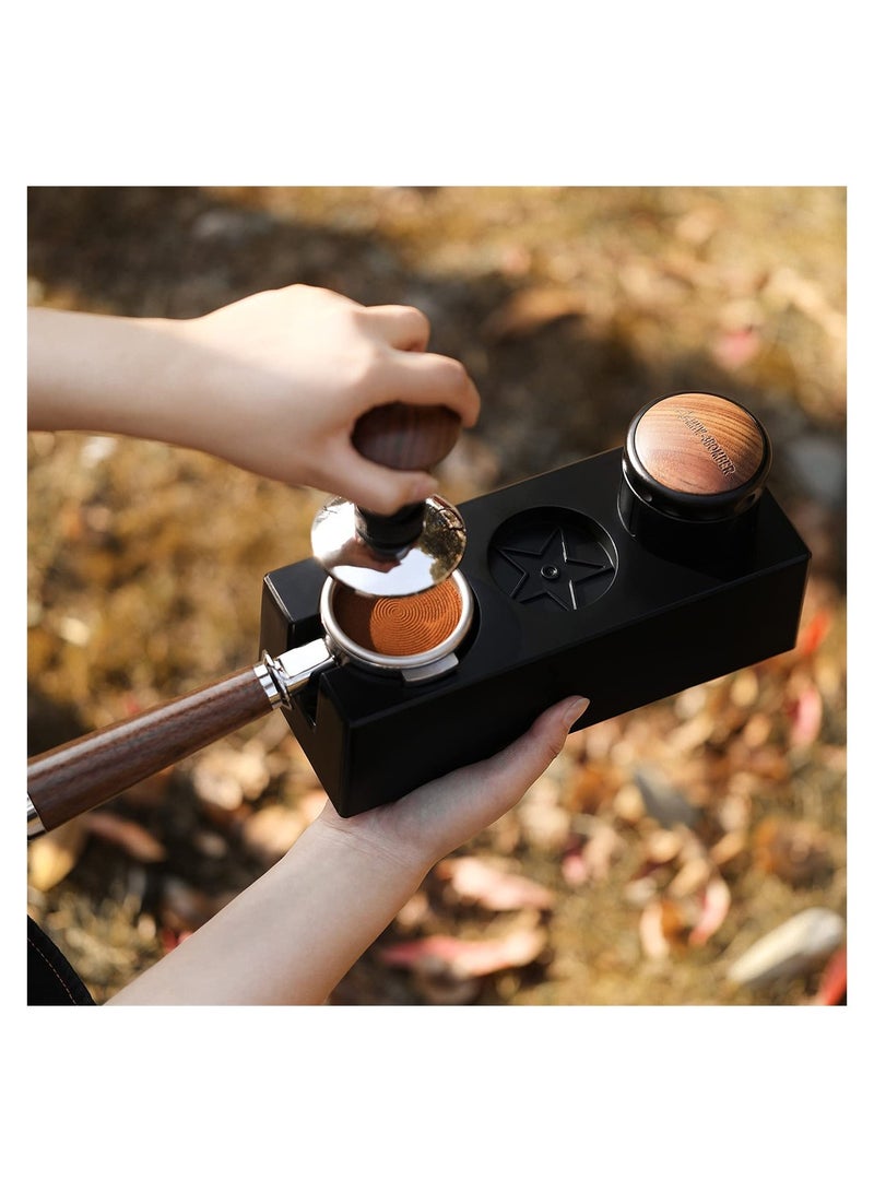 SYOSI Tamper Station Black Coffee Portafilter Holder, Plastic Espresso Tamper Mat Stand Coffee Portafilter Holder Station for 51/54/58mm Portafilters Tampers Distributors - Image 5